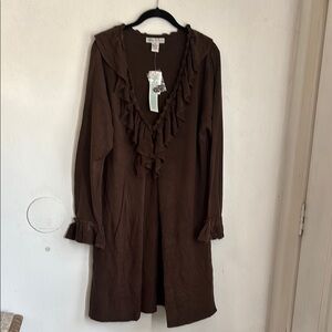 Vintage Suzie Brown Ruffled Varsity Jacket